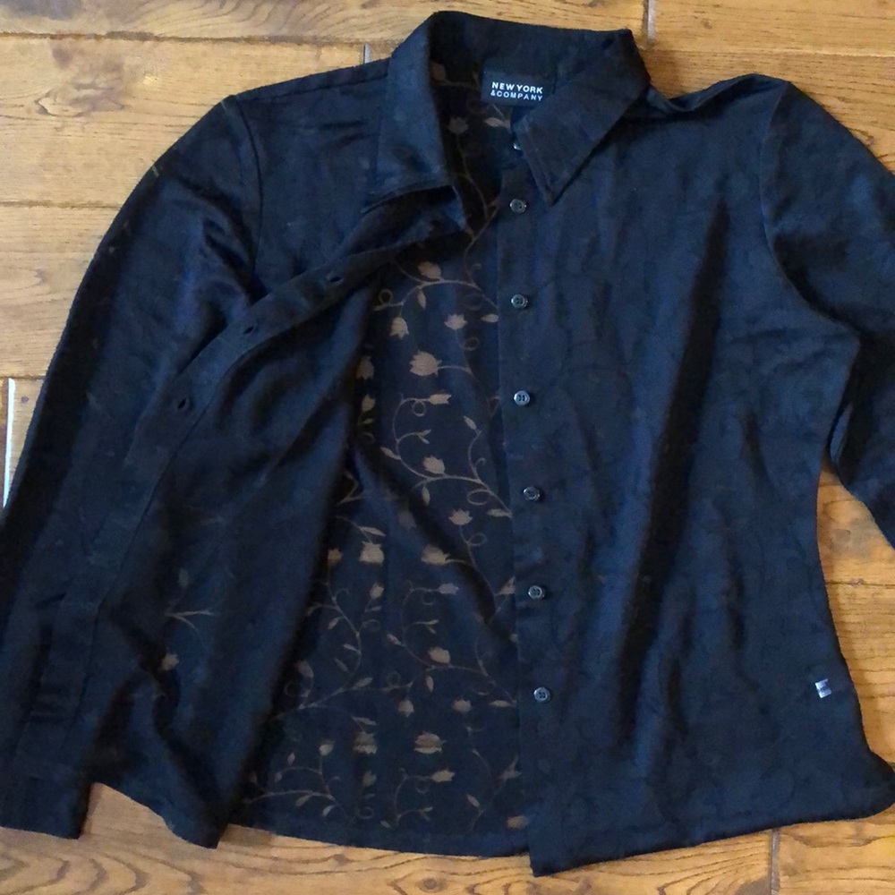 New York & Co Sheer Black Blouse